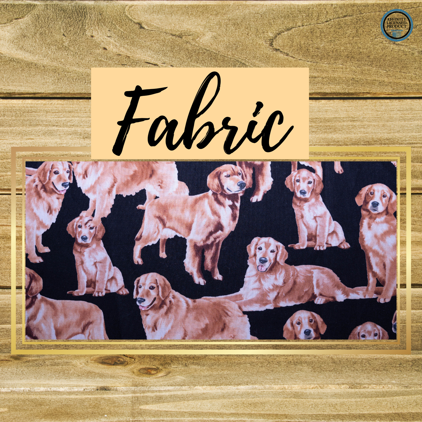 Golden Retriever Fabric | Double Stitch Greek letters