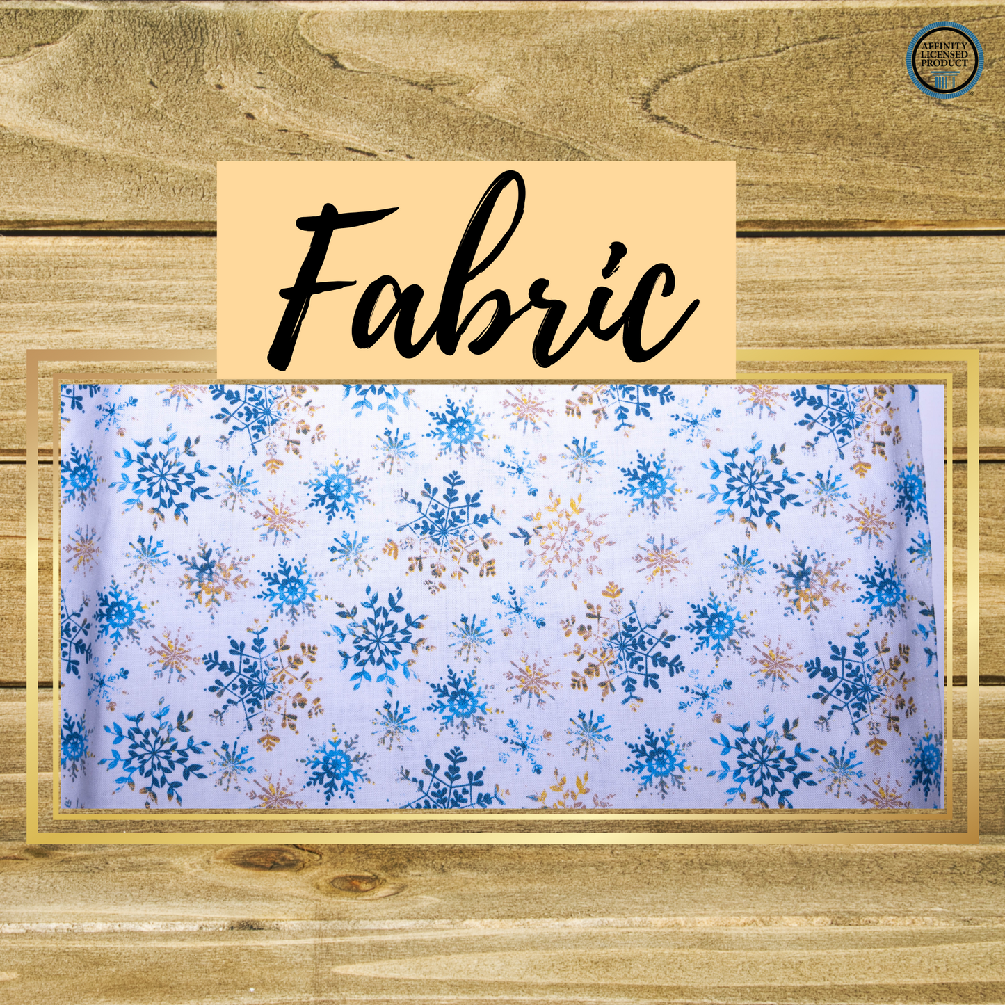 Blue and Gold Snow Flakes Fabric | Double Stitch Greek letters