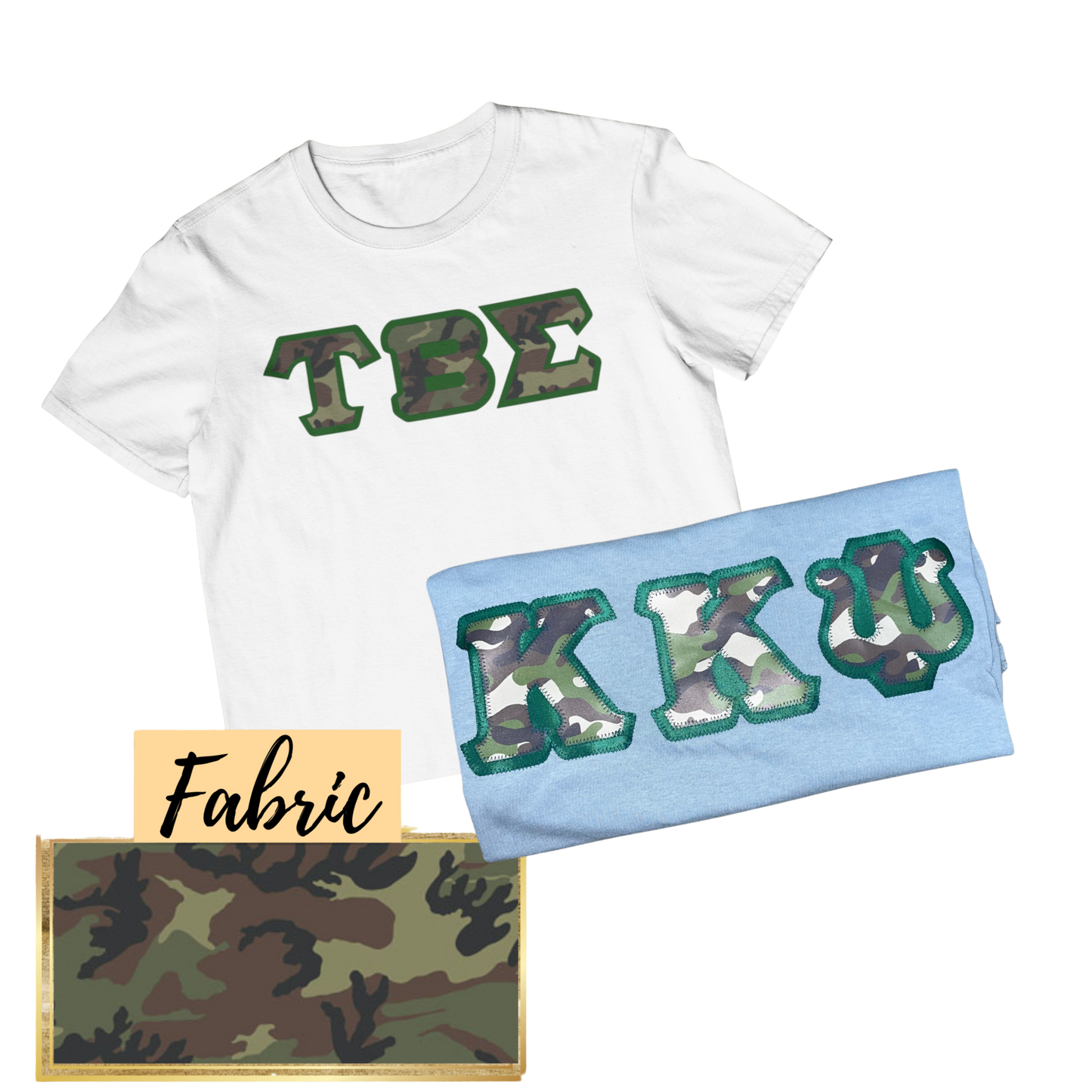 Green Camouflage | Double Stitch Greek letters