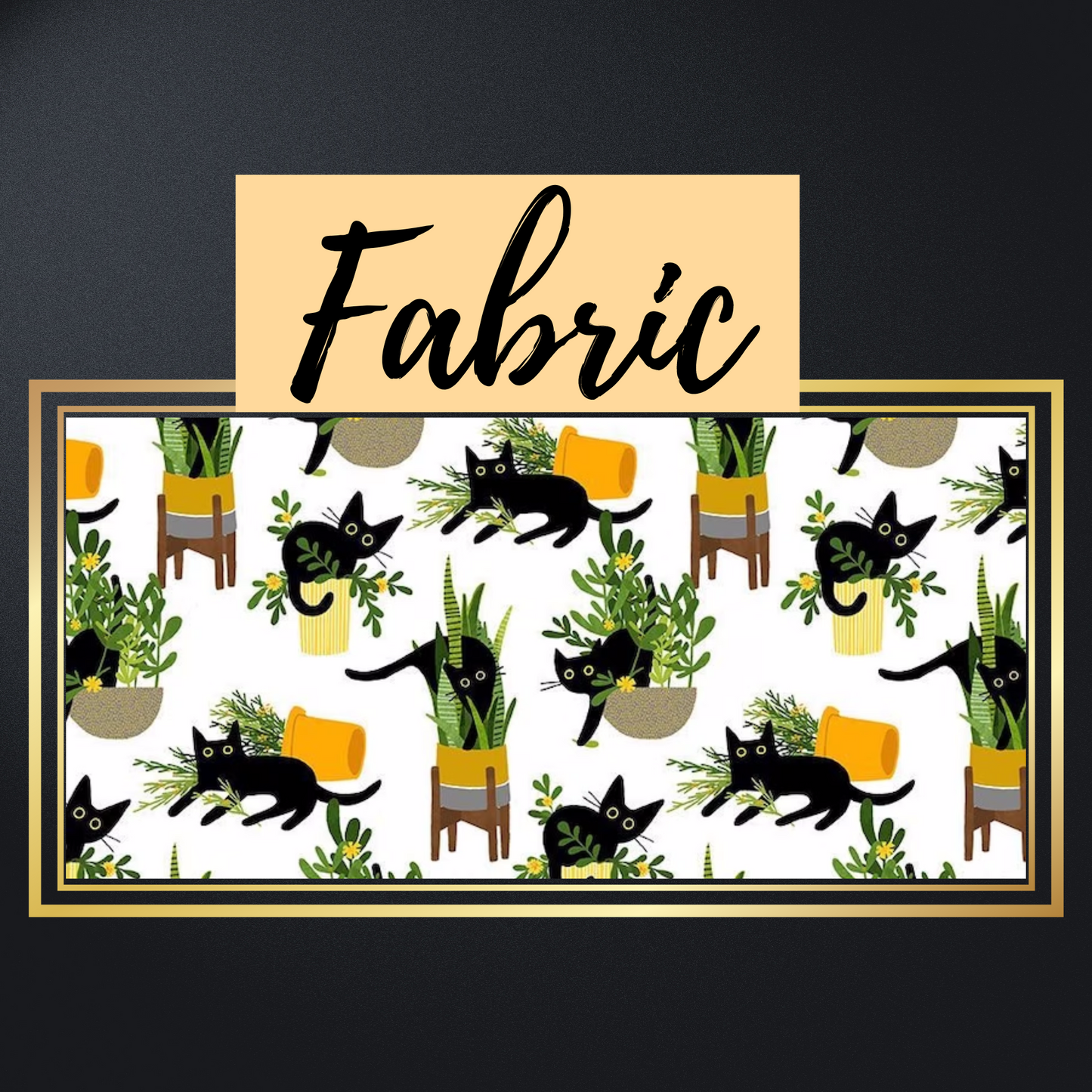 Cats in plants Fabric | Double Stitch Greek letters