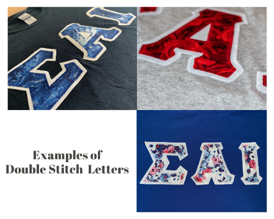 Galaxy with Gold Stars Fabric | Double Stitch Greek letters