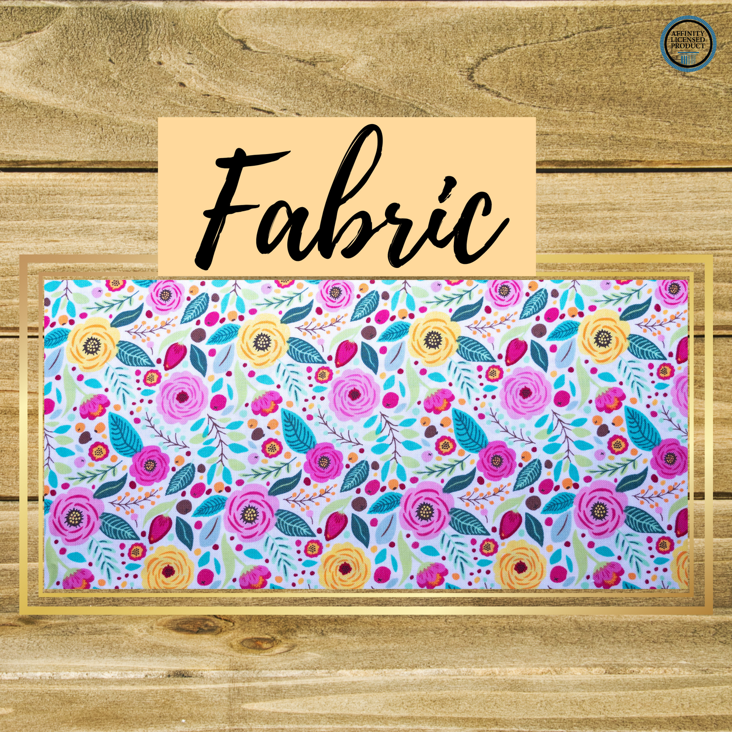Pink-Yellow Flowers Fabric | Double Stitch Greek letters