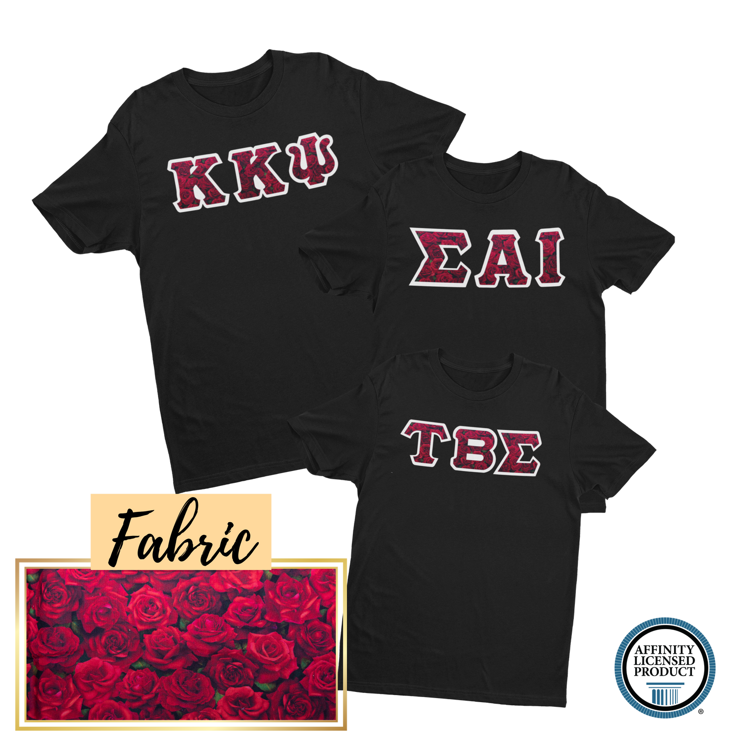 Roses Fabric | Double Stitch Greek letters