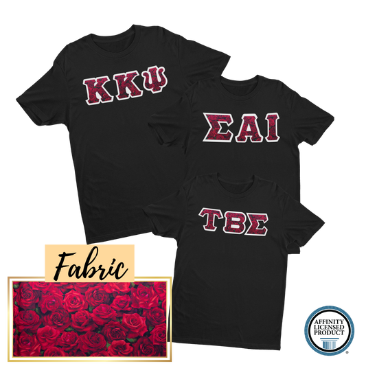 Roses Fabric | Double Stitch Greek letters