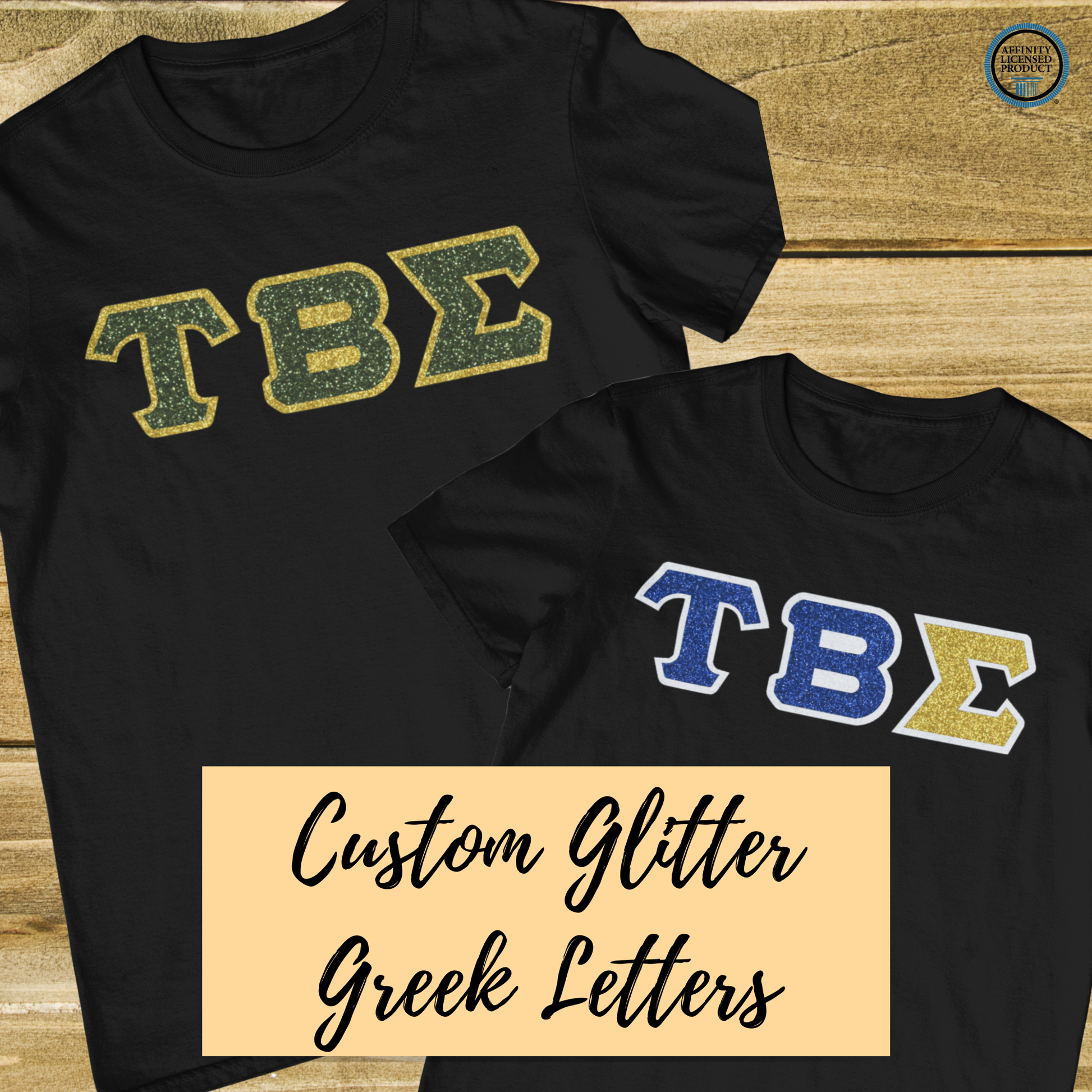 Greek top stitched letters