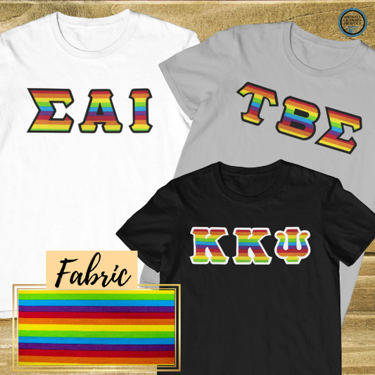 Rainbow Fabric | Double Stitch Greek letters