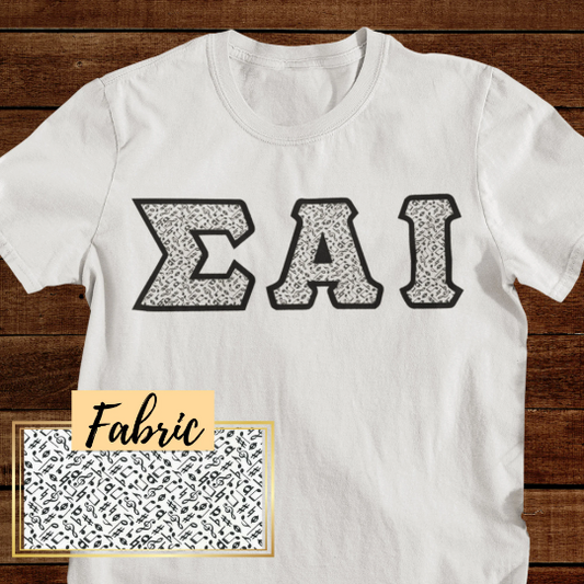 Music fabric | Double Stitch Greek letters
